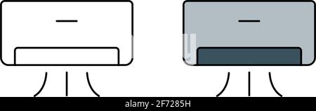 Air conditioning outline and filled outline icon isolated on white background Stock Vector