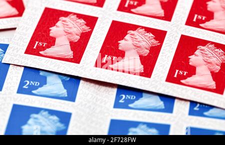 Royal Mail 1st & 2nd Class Stamps Stock Photo