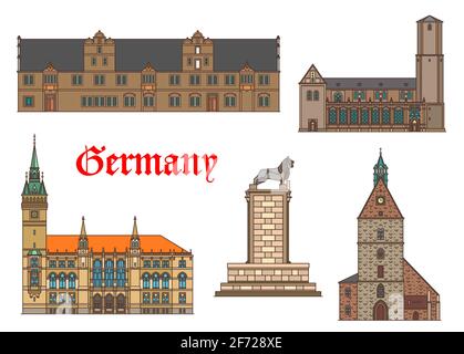 Germany landmarks architecture houses Braunschweig Stock Vector