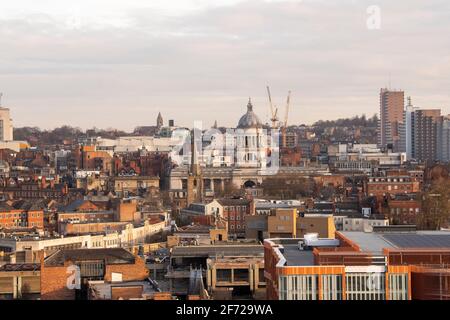 Nottingham City, viewed from the roof of the Unity Square development. Nottinghamshire England UK Stock Photo