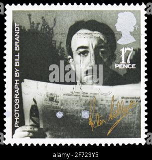 MOSCOW, RUSSIA - FEBRUARY 28, 2021: Postage stamp printed in United Kingdom shows Peter Sellers, British Film Year serie, circa 1985 Stock Photo