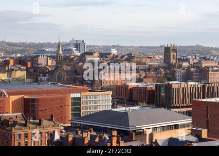 Nottingham City, viewed from the roof of the Unity Square development. Nottinghamshire England UK Stock Photo