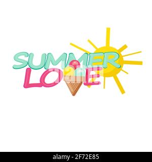 Summer Love lettering vector bright colors text Stock Vector
