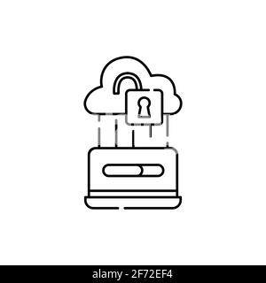 Cloud hacking olor line icon. Pictogram for web page, mobile app, promo. UI UX GUI design element. Editable stroke. Stock Vector