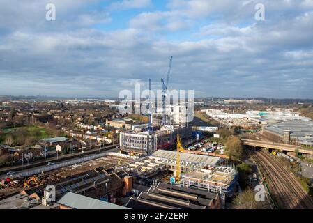 West of Nottingham City, viewed from the roof of the Unity Square ...