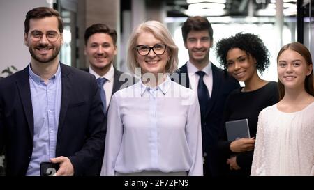 Portrait of diverse businesspeople posing in office Stock Photo