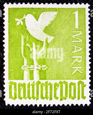MOSCOW, RUSSIA - DECEMBER 22, 2020: Postage stamp printed in Germany (American-British-Soviet Occupation (Trizone)) devoted to 2nd Allied Control Coun Stock Photo