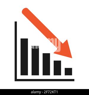 Loss, fall economic symbol, flat modern icon, isolated on white background . Stock Vector