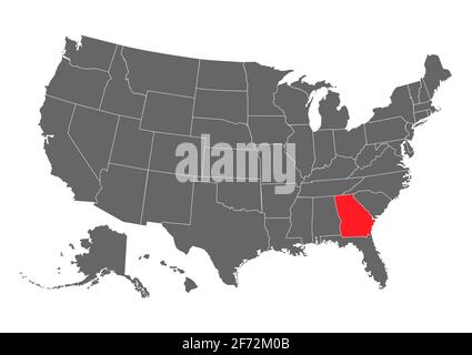 Georgia vector map silhouette. High detailed illustration. United state of America country . Stock Vector