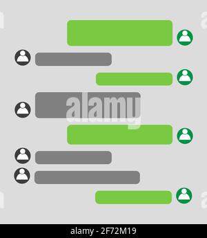 Short bubble message, social screen empty chat window dialog on dark background . Stock Vector
