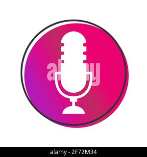 Podcast radio icon vecor on white background. Studio table microphone . Stock Vector