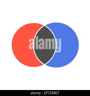 Venn maths vector diagram, color modern icon - white background . Stock Vector