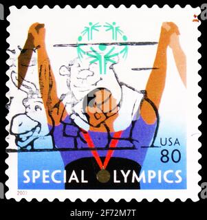 MOSCOW, RUSSIA - DECEMBER 22, 2020: Postage stamp printed in United States shows Special Olympics, serie, circa 2003 Stock Photo