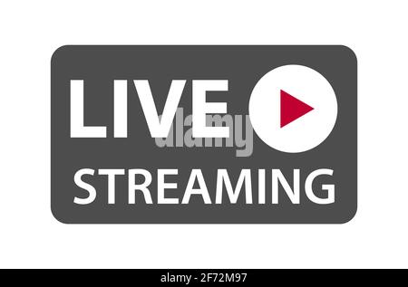 Live streaming icon vector symbol, isolated on white background. Button video player . Stock Vector