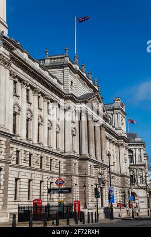 England, London, Westminster, Whitehall, HM Treasury Building on Parliament Street