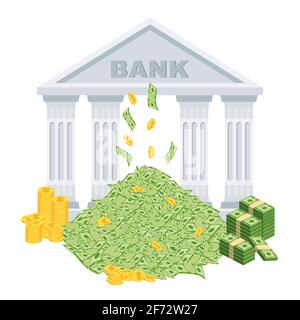 Huge packs of paper money. Bundle with cash bills. Stock Vector