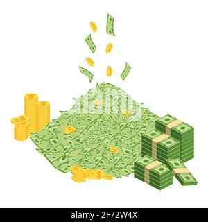 Huge packs of paper money. Bundle with cash bills. Stock Vector