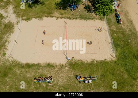 Shatsk- UkraineJuly 25, 2020: Undefined players in action during the ...