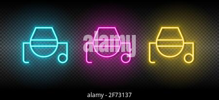 concrete, mixer vector icon yellow, pink, blue neon set. Tools vector icon on dark transparency background Stock Vector