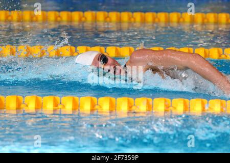 Belgian Valentine Dumont pictured during the second day of the 'Open Belgian Qualification Meet' swimming event, Sunday 04 April 2021 in Antwerp. Due Stock Photo