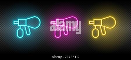 airbrush, repair vector icon yellow, pink, blue neon set. Tools vector icon on dark transparency background Stock Vector