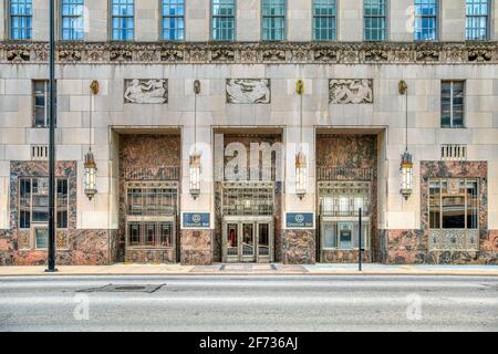 Cincinnati & Suburban Bell Telephone Building, 209 West Seventh Street, a landmark on the National Register of Historic Places Stock Photo