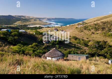 Xhosa settlement on the Wild Coast, Mbotyi, Eastern Cape, South Africa Stock Photo