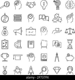Modern life skills icons set, outline style Stock Vector