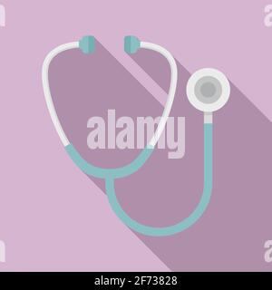 Stethoscope icon, flat style Stock Vector