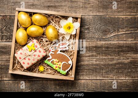 Easter decoration on wooden background Stock Photo