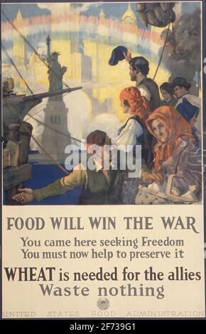 A vintage WW2 poster informing people about food waste Stock Photo