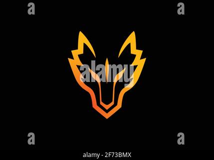 Fox logo template. flat and line art style icon collection Stock Vector