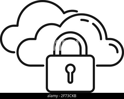 Secured data cloud icon, outline style Stock Vector