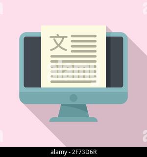 Online linguist lesson icon, flat style Stock Vector