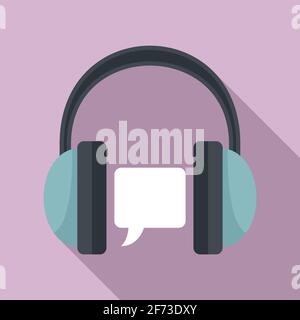 Audio linguist icon, flat style Stock Vector