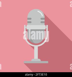Linguist microphone icon, flat style Stock Vector