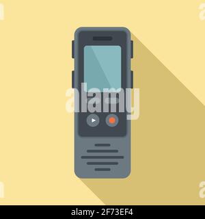 Linguist dictaphone icon, flat style Stock Vector