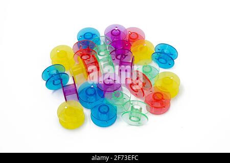 Colorful bobbin sewing machine Stock Photo