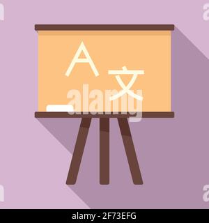 Linguist lesson board icon, flat style Stock Vector