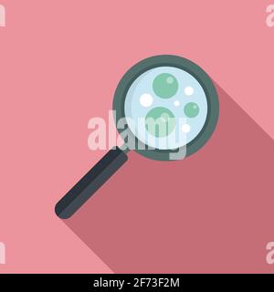 Biophysics magnifier icon, flat style Stock Vector