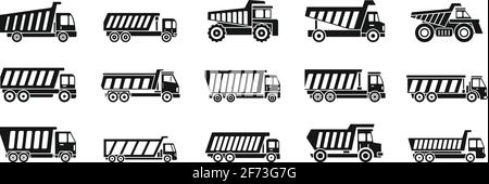 Tipper truck icons set, simple style Stock Vector
