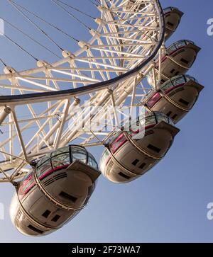 The London Eye, on the South Bank of the Thames in London; a cantilevered observation wheel and the most popular tourist attraction in the UK Stock Photo