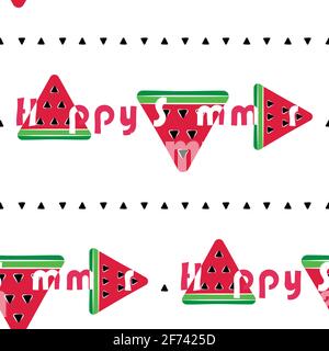 seamless background with watermelon slices . vector. summer Stock Vector