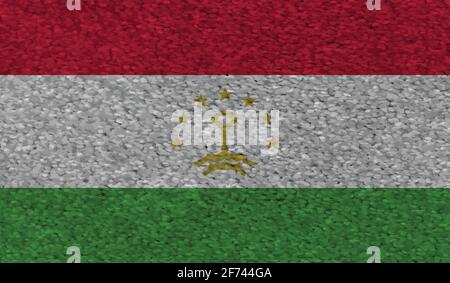 Tajikistan flag with waving grunge texture. Vector background. Stock Vector