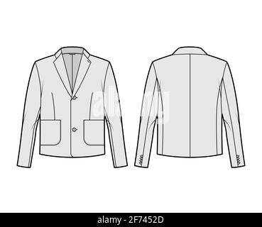 Blazer jacket suit technical fashion illustration with long sleeves ...
