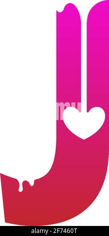 Letter J logo icon with melting love symbol design template vector Stock Vector