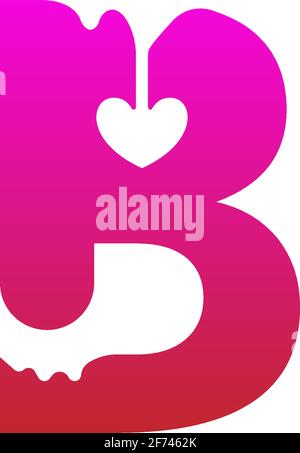 Letter B logo icon with melting love symbol design template vector Stock Vector
