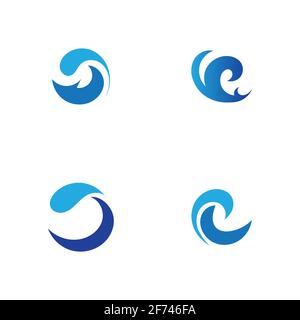 set of Ocean Wave Logo vector illustration design Template - Vector Stock Vector
