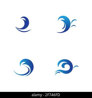 set of Ocean Wave Logo vector illustration design Template - Vector Stock Vector