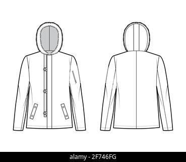 N-2B flight jacket technical fashion illustration with oversized, fur ...